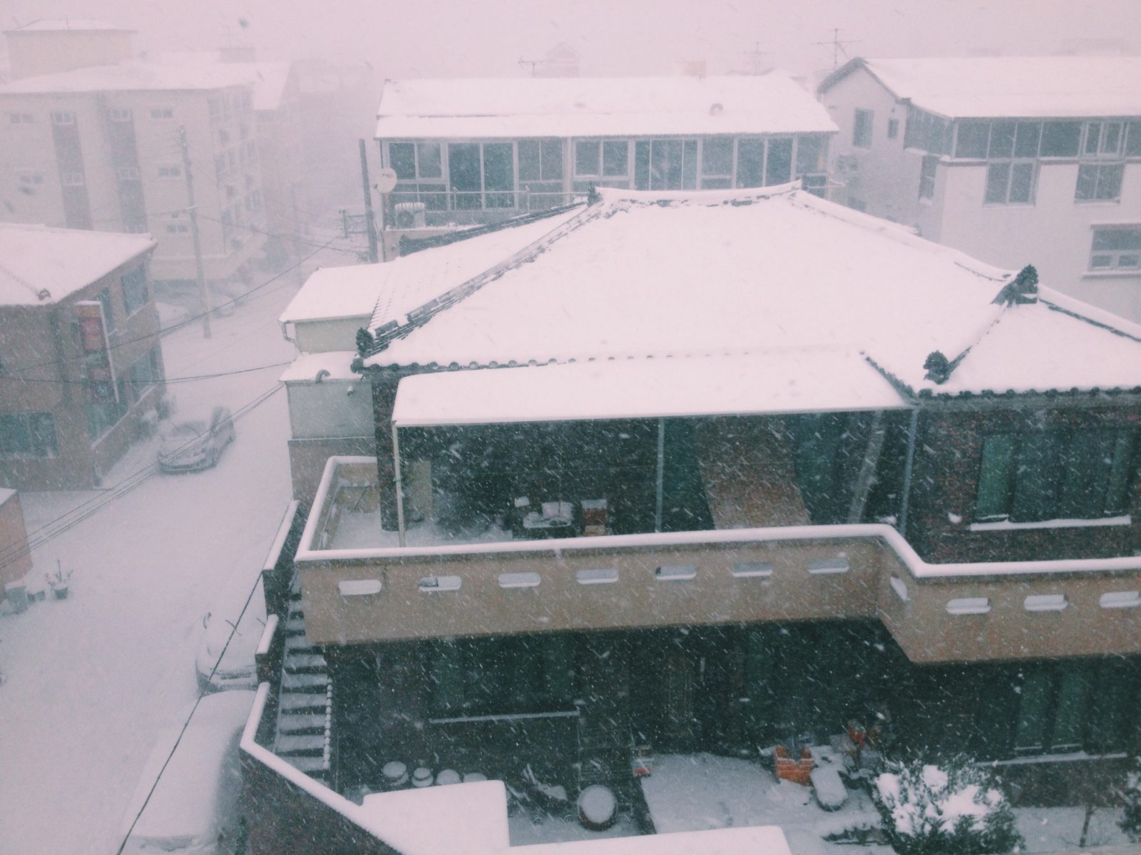 View from our apartment during Jeju Island winter