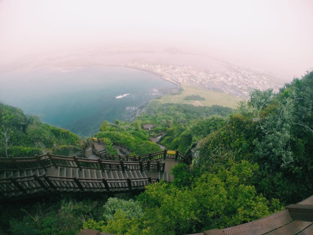 Coming down from Sunrise Peak, Jeju Island