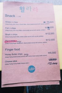 Willala Fish and Chips Menu (with shark!)