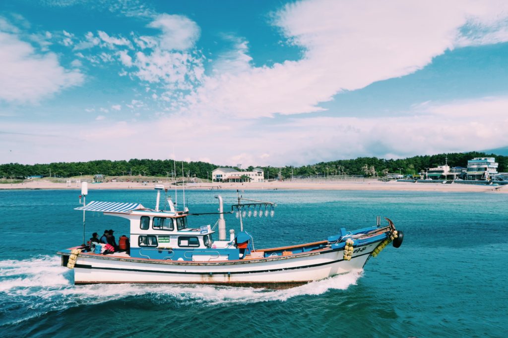 Squid Fishing Boat at Iho Beach, Jeju Island