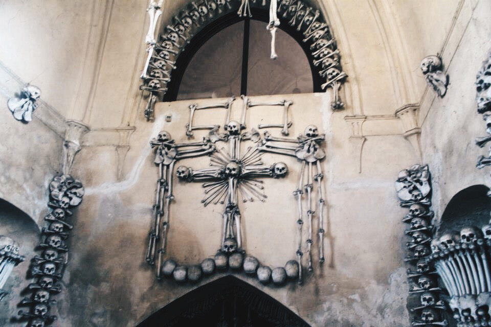 Skull Cross at the Bone Church near Prague