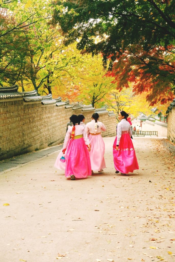 Hanbok at Changdeokgung Palace, South Korea autumn