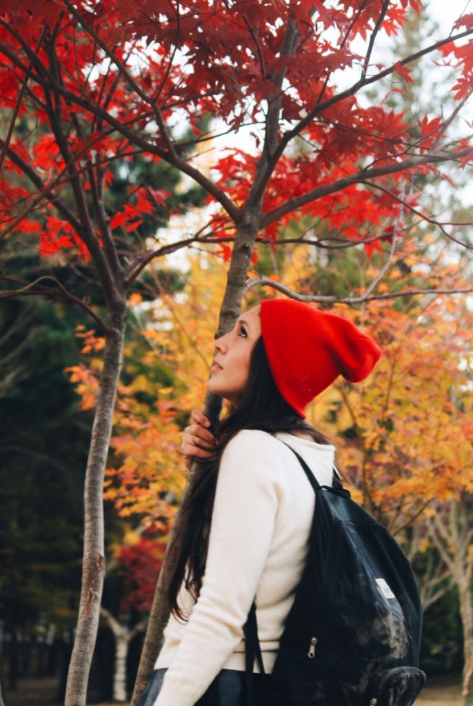 Lauren in Nami Island during the South Korea Autumn