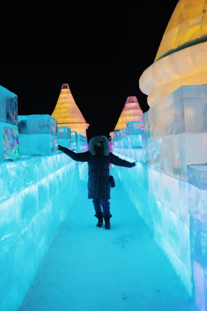 Female Travel to Harbin Ice Festival in China