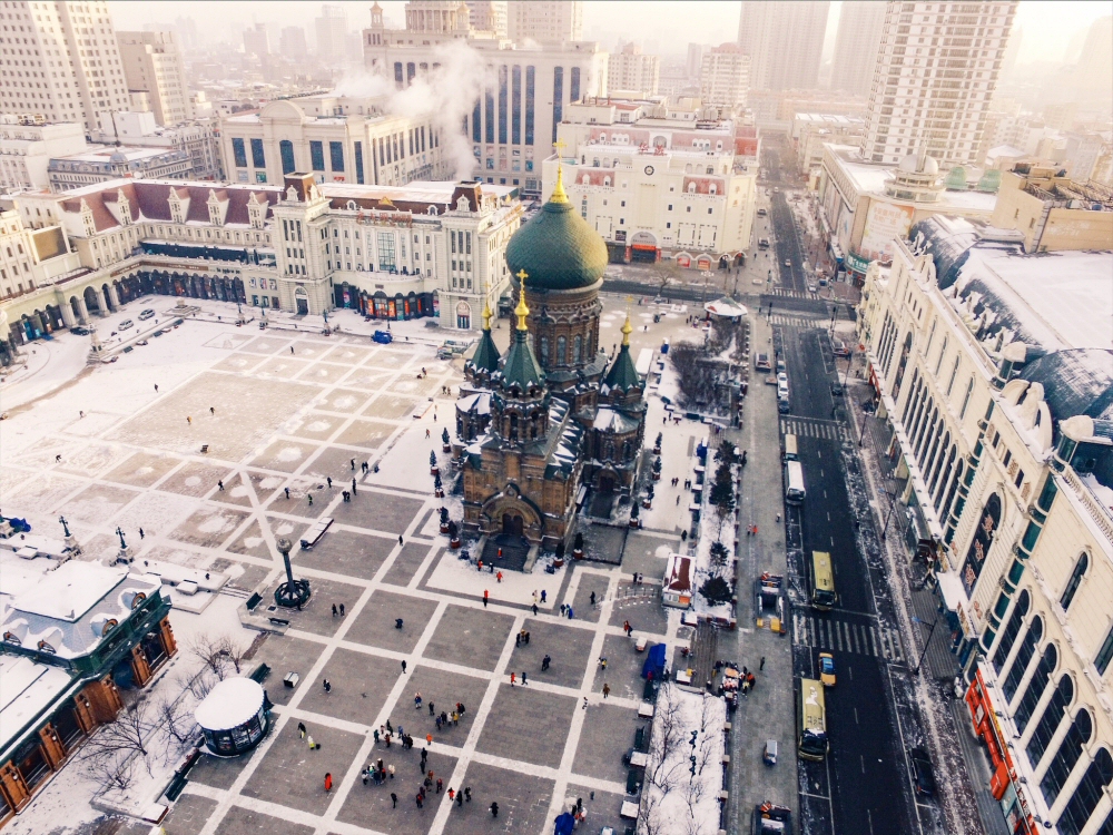 Saint Sophia Church in Harbin by drone