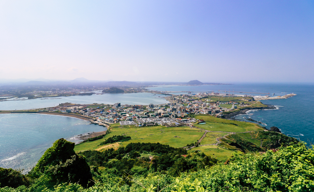 View of Seongsan-ri from the top of Sunrise Peak, Jeju, Korea