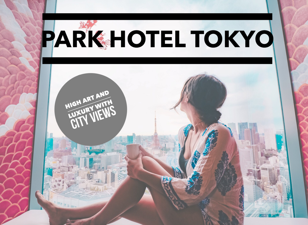 A hotel review of the 4-star luxury Park Hotel Tokyo, transporting guests with its sparkling Tokyo city views and exclusive Japanese artist-designed rooms. One of the best hotels in Tokyo Japan!