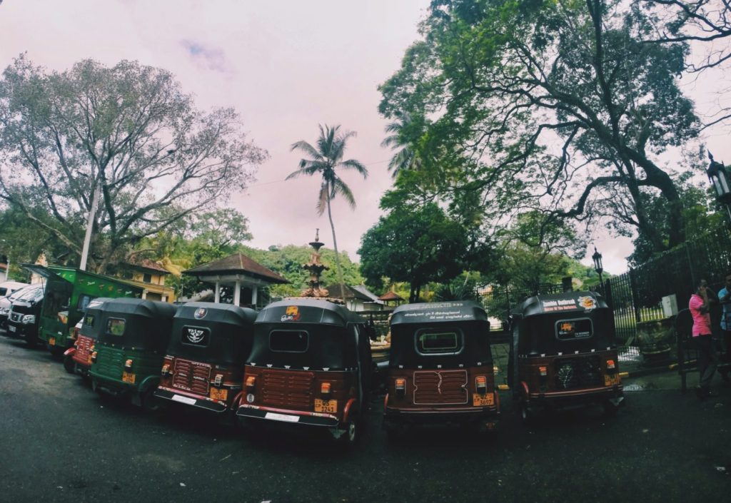 Tuktuks in Kandy, during your Sri Lanka backpacker route 