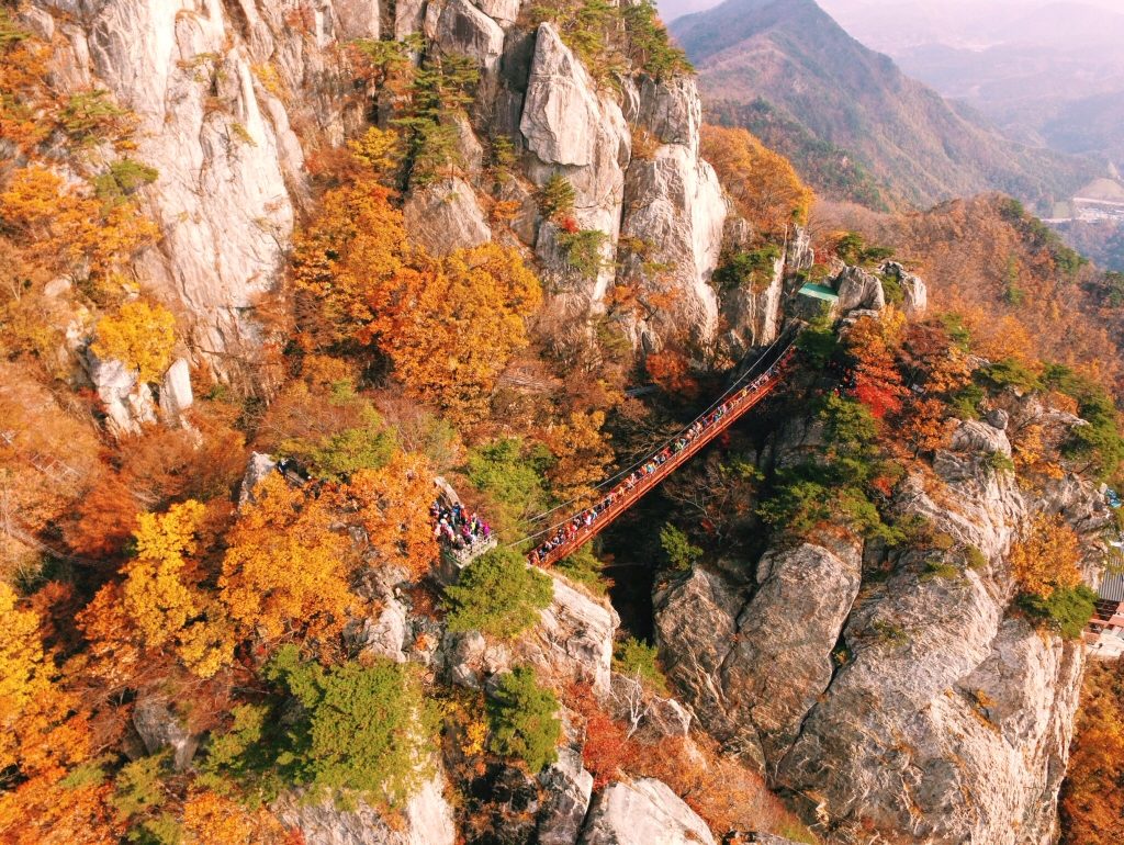Daedunsan Cloud Bridge is an amazing place to experience the South Korea autumn season
