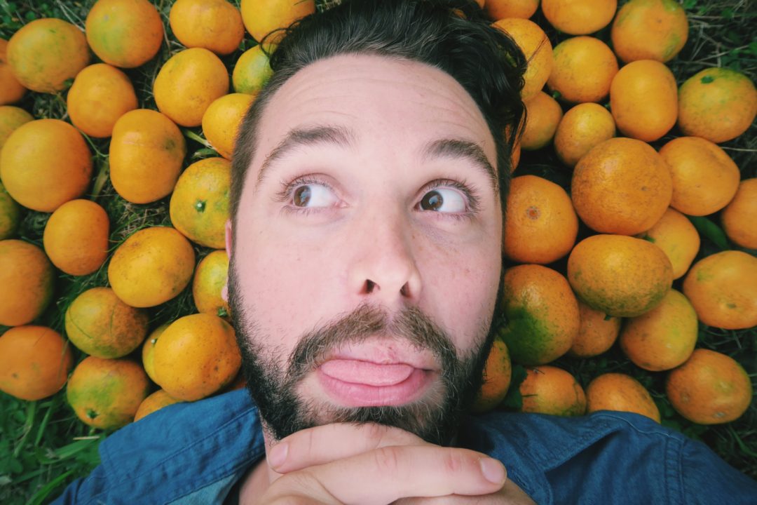 Ben at Jeju tangerine farm on Jeju Island, South Korea