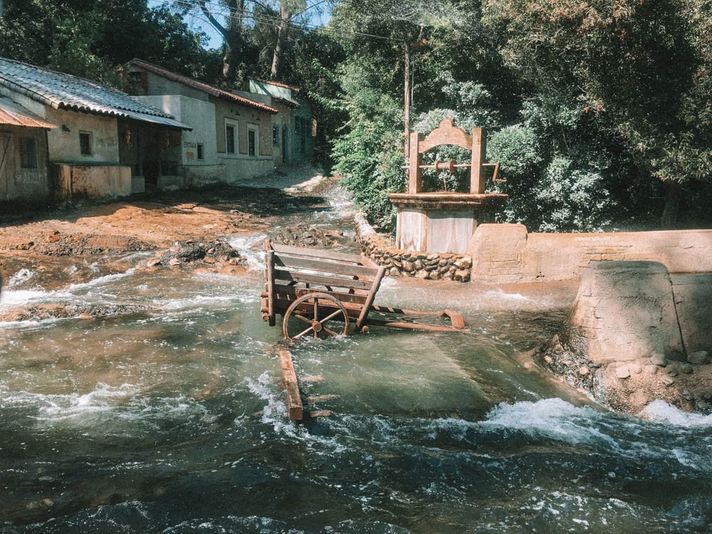 The famous flooding feature at the Studio Tram Tour at Universal Studios Los Angeles