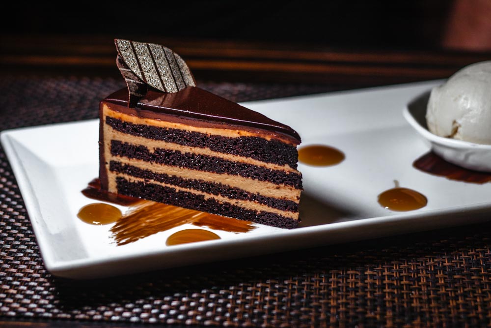 Hilton Anaheim restaurants had delicious dessert: we got the chocolate caramel cake