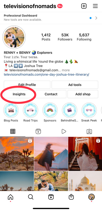 How to view Instagram insights to optimize your travel photography Instagram posts