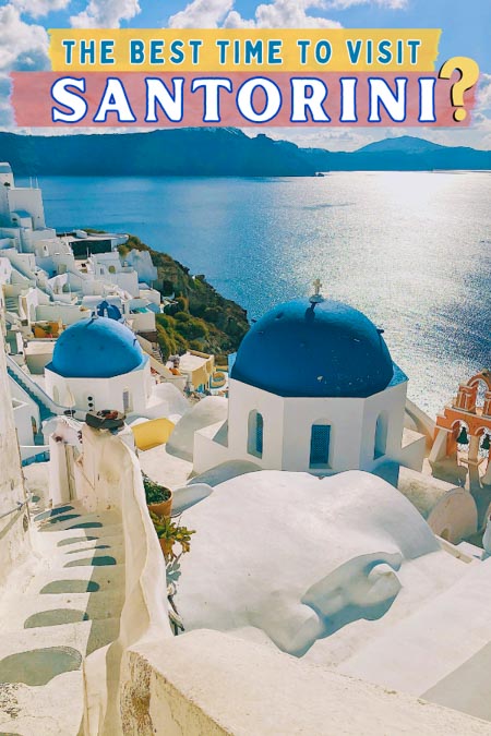 When is the best time to visit Santorini, Greece? We'll get into the best months to visit Santorini so you can make the most of your visit to this picturesque Greek island! Whether you want to visit in the high season, off season or shoulder season—we'll break it down for you! when to visit santorini travel | when to travel to santorini greece travel | visiting santorini | when to go to santorini greece | is october a good time to visit santorini greece | santorini travel guide